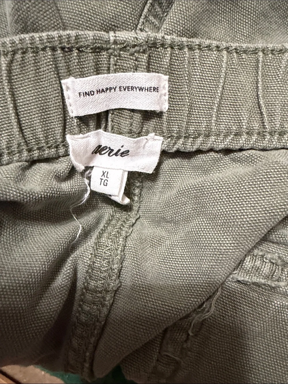 aerie Olive Green High-Rise Utility Shorts